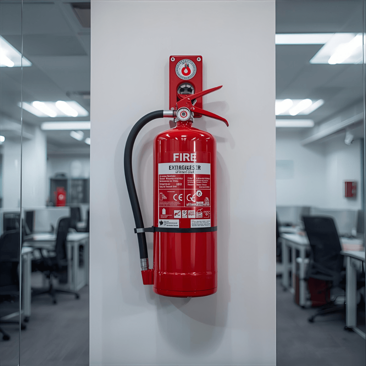 Fire Safety - Platinum Employment First extinguisher on the wall of an office